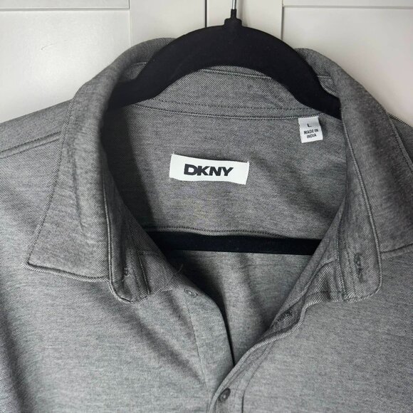 DKNY Men's Semi-Formal Button down collared Long Sleeve Top Gray Large - Picture 5 of 8